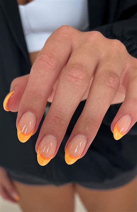 35 Cute Orange Nail Ideas To Rock In Summer Dark Orange Color Lines