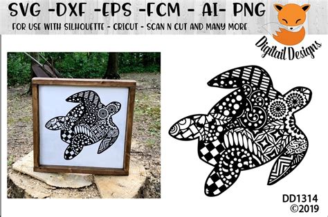 Zentangle Sea Turtle Svg Dxf Png Eps Ai Fcm Cricut Etsy