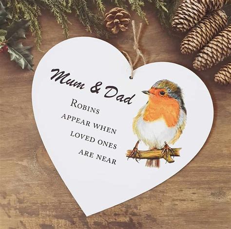 Personalised Robins Appear Wooden Hanging Heart Always And Forever