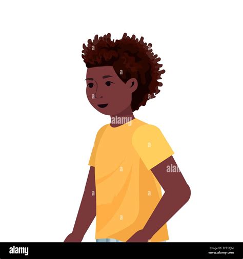 African American Boy Cute Child Male Cartoon Character Portrait Vector