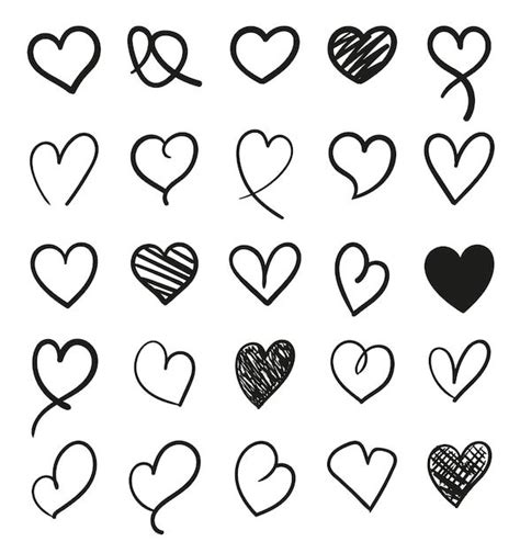 Hand Drawn Hearts On White Background