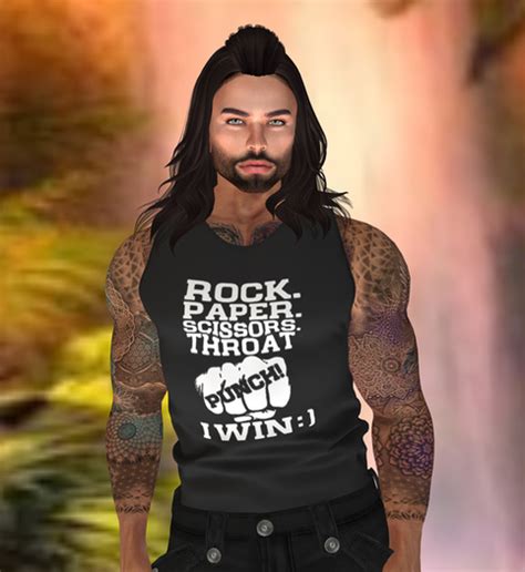 Second Life Marketplace Throat Punch Black Male Tank