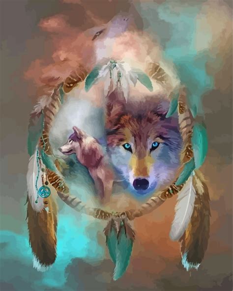 Wolf And Dream Catcher Paint By Number