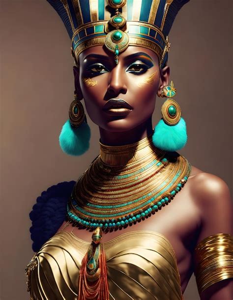 Bonita Modelo Femenina Vestida Como Cleopatra Diosa Egipcia Inteligencia Artificial Generativa