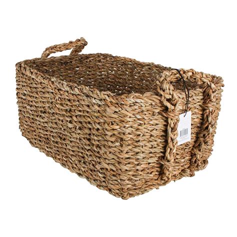 Seagrass Rectangle Storage Basket With Handle Set Of 3