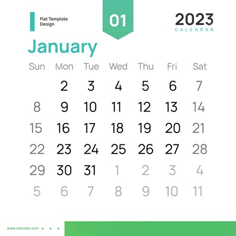 Simple Calendar 2023 January Images Hd Flat Calendar Calendar 2023
