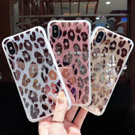 Fashion Luxury Leopard Print Laser Phone Cases For Iphone X Xr Xs Max