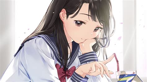 Download 1920x1080 Anime Girl School Uniform Brown Hair