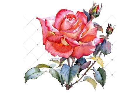 A beautiful flower always makes us smile. WatercolorPNG - Red Rose realistic PNG watercolor set ...