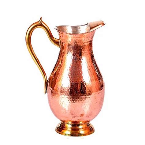 Copper Jug Royal Hammered Design Pitcher With Tin Lining Capacity 1