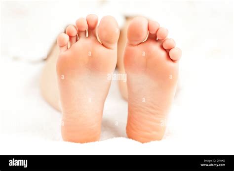 Soles Of Soft Female Bare Feet In Closeup Stock Photo Alamy