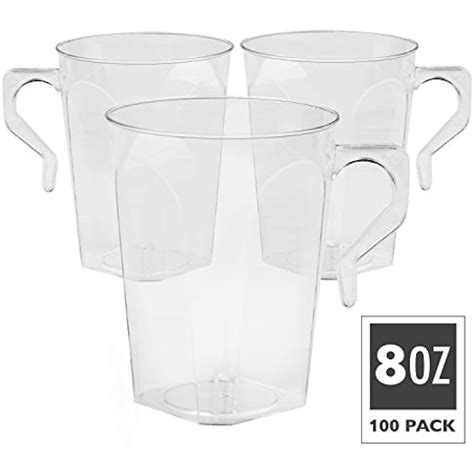 Plastic Coffee Cups With Handles Oz Clear Disposable Or