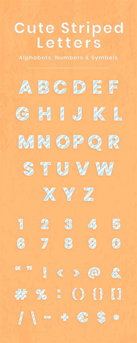 Free High Definition Cute Striped Font Design A Z Alphabet Numbers