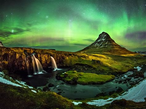 Aurora Borealis At Mount Kirkjufell Iceland Iceland Northern Lights