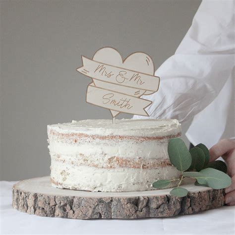 Personalised Traditional Wooden Wedding Cake Topper By Fira Studio