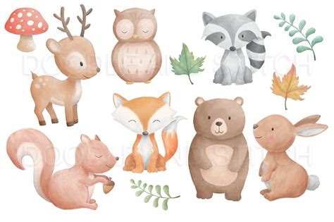 Woodland Animal Watercolor Designs Affiliate Includesrange