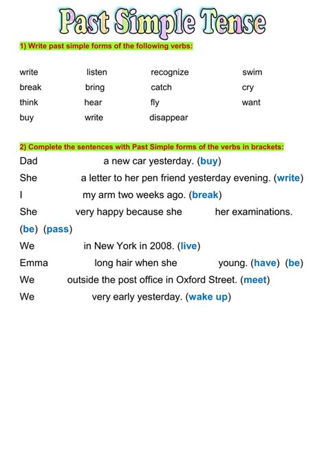 English as a second language (esl) grade/level: Actividad de Past Simple Tense