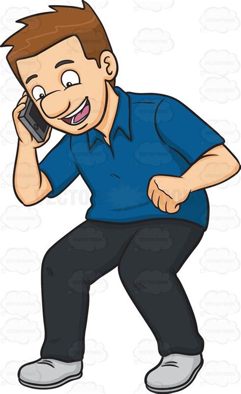 An Excited Man Calling Someone On His Phone Cartoon Man Cartoon Clip