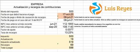 Calculadora En Excel De Recargos Y Actualizaciones El Blog De Luis Reyes
