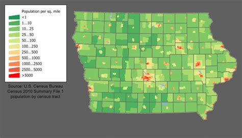 Iowa Population Density Map Draw A Topographic Map