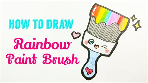 How To Draw Paint Brush 🌈🖌️ Easy And Cute Rainbow Print Brush Drawing