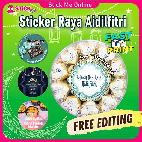 Sticker Hari Raya Aidilfitri【fast Print】sticker Label Printing Design ♾