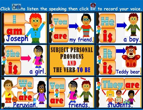 Subject Personal Pronouns And The Verb To Be Interactive Worksheet