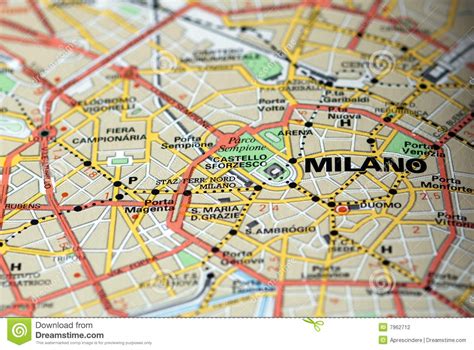 Milão No Mapa Fotografia De Stock Imagem 7962712