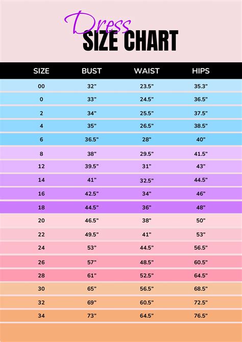 Dress Size Chart Templates Free Download Vlrengbr