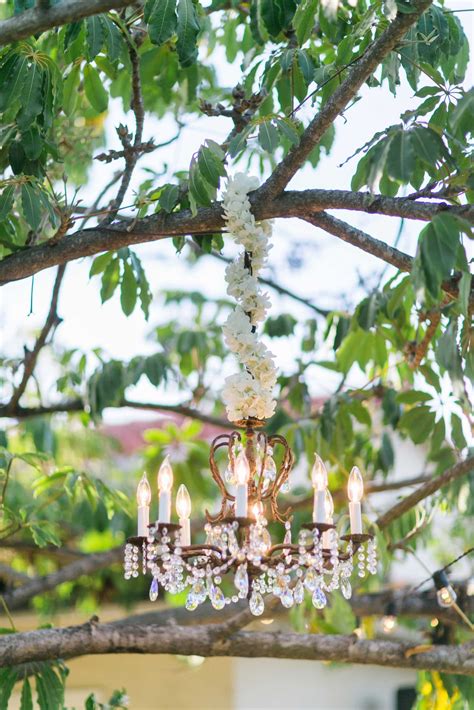 Chandelier Hanging From Tree By Flowers