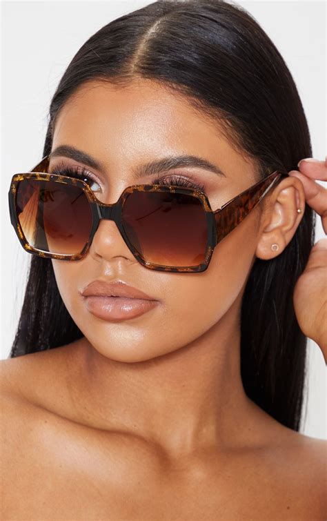 Tortoiseshell Square Oversized Sunglasses Prettylittlething Aus