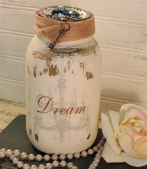 Shabby Dream Vintage Chandelier Painted Mason Jar Candle Holder