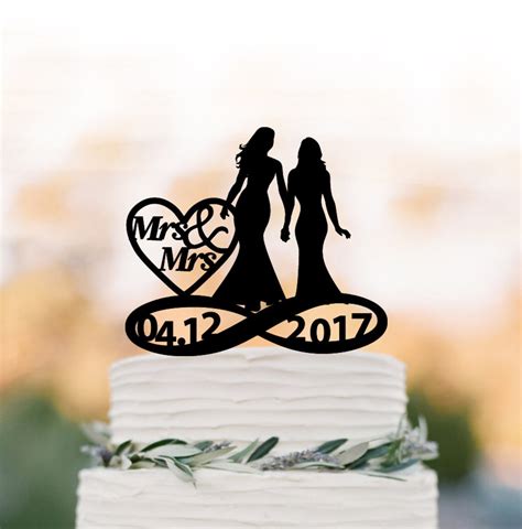 Lesbian Wedding Cake Topper Mrs And Mrs Same Sex Wedding Etsy