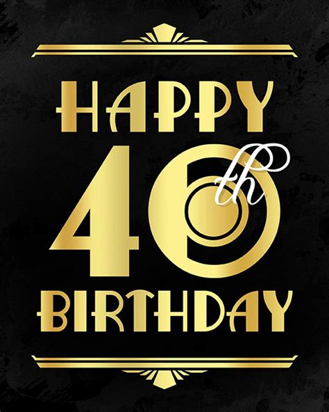 Birthday Decor Happy 40th Birthday Sign Printable 40th Etsy