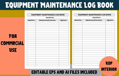 Equipment Maintenance Log Book Grafika Przez Cool Worker · Creative Fabrica