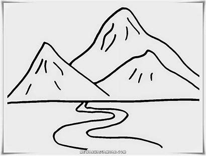 Gunung Gambar Mewarnai Kartun Kumpulan Pemandangan Sederhana