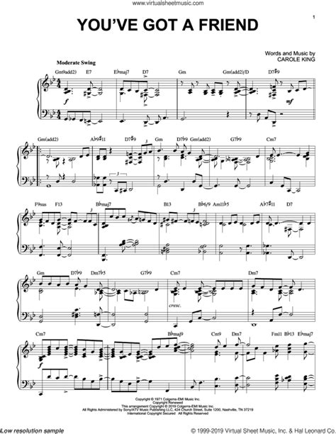 You Ve Got A Friend Jazz Version Sheet Music For Piano Solo