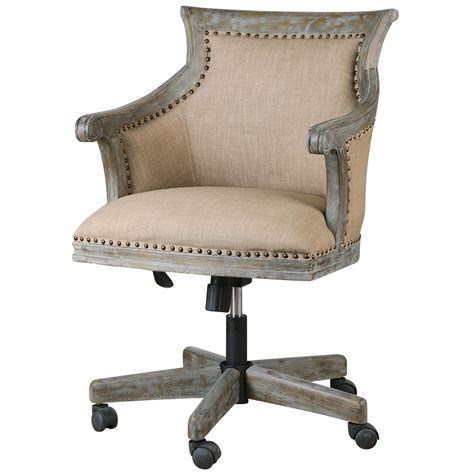 With multiple colors to choose from, the desk chair can blend in a variety of indoor environments. Darius Rustic Lodge Carved Wood Swivel Desk Chair