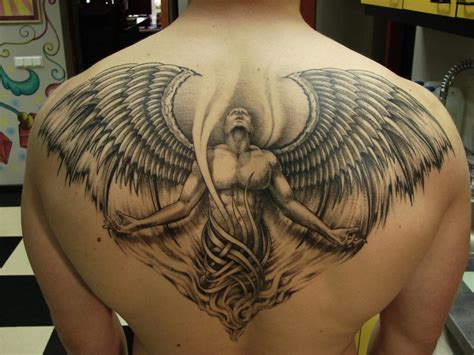 See more ideas about wings tattoo, angel wings tattoo, wing tattoo. Amazing Angel with Wings Back-Tattoo Design for Men ...