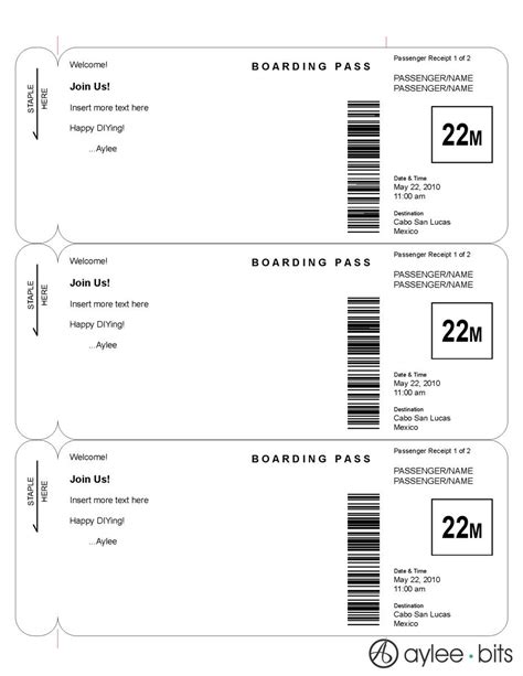 Printable Boarding Pass Template