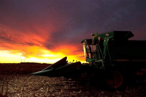 An Iowan Sunset A Green John Deere Tractor Gods Country Is The Place