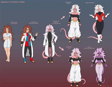 concept art android 21 outfits n forms by teira nova dragon ball super manga anime dragon