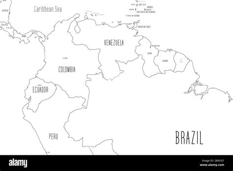 Map Of Northern Part Of South America Handdrawn Doodle Style Vector