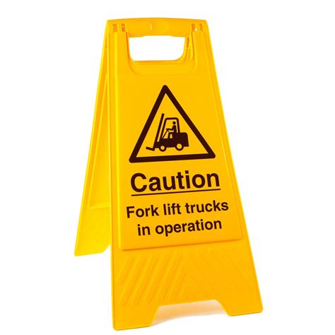 Fork Lift Trucks In Operation Floor Stands From Key Signs Uk
