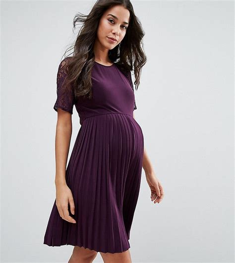 Asos Maternity Pleat And Lace Mini Dress Affiliate Maternitywear Maternity Mini Dresses