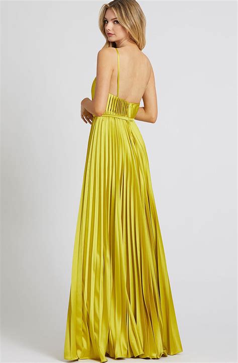 Chartreuse Pleated Wide Leg Jumpsuit By Mac Duggal Rental The Fitzroy