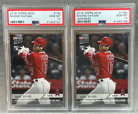 2018 Topps Now 136 And 136j Shohei Ohtani Psa 10 Gem Mint Angels Rookie