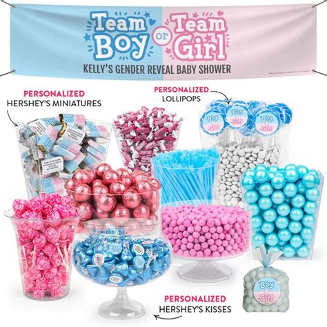 Personalized Gender Reveal Team Boy Or Team Girl Deluxe Candy Buffet In