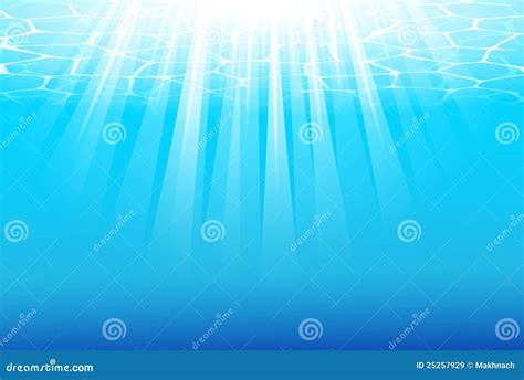 Blue Underwater Background With Sunbeams Stock Vector Illustration Of