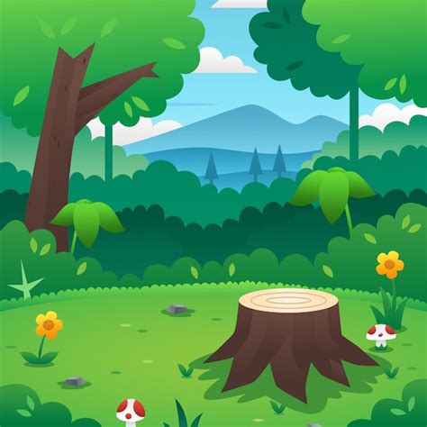 Premium Vector Cartoon Forest Background